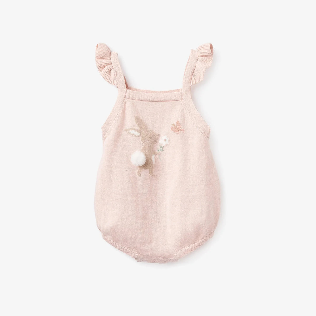 FLUTTER SLEEVE BUNNY BABY BUBBLE ROMPER - 6-9 meses
