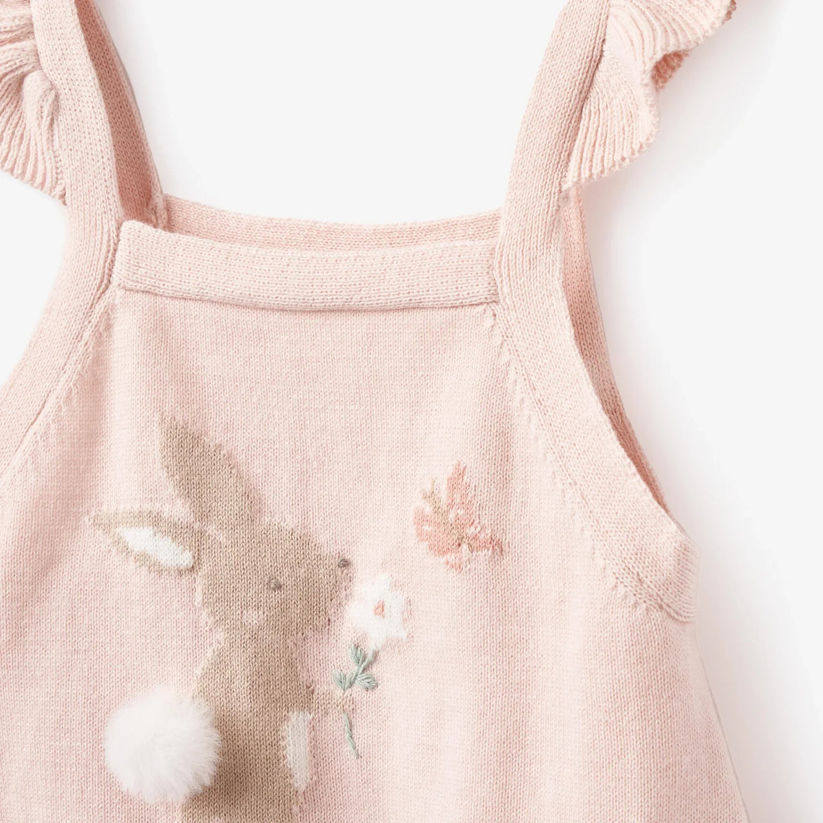 FLUTTER SLEEVE BUNNY BABY BUBBLE ROMPER - 6-9 meses