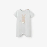 PALE BLUE BUNNY KNIT SHORTALL ROMPER - 3-6 meses