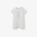 PALE BLUE BUNNY KNIT SHORTALL ROMPER - 3-6 meses