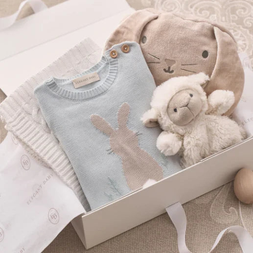 PALE BLUE BUNNY KNIT SHORTALL ROMPER - 3-6 meses
