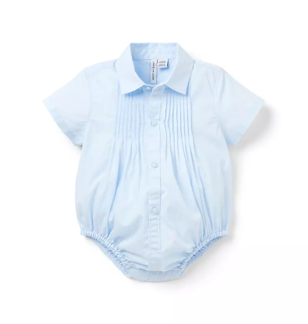 BLUE PLEATED BODYSUIT